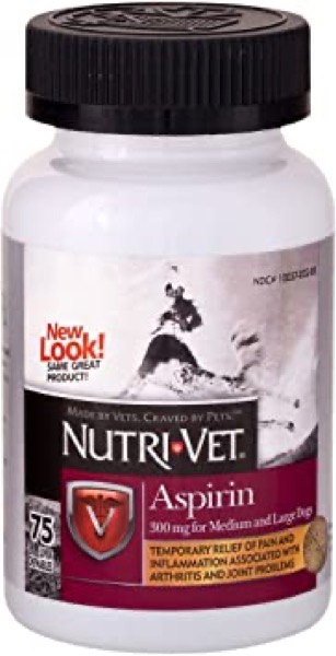 Nutri-Vet Asprin Chewables for Large Dogs | Relieves Pain and Inflamation | 75 Count