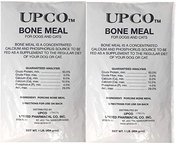 Bone Meal Steamed Powder for Dogs and Cats 2 Pack Total 2 Pounds from Upco Bone Meal Made in USA