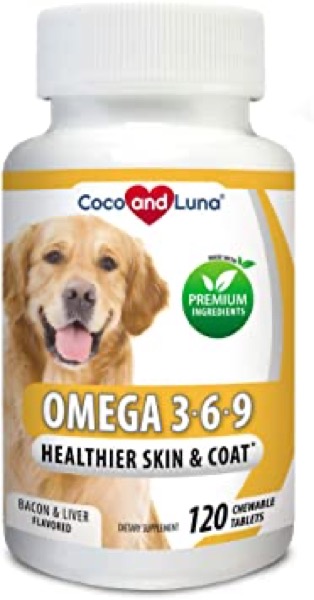Vita Pet Life Omega 3 for Dogs, Fish Oil, Flaxseed Oil, Antioxidant, DHA EPA Fatty Acids, Brain Health, Shiny Coat, Itchy Skin Relief, Dry Skin, Immune System Support, Anti Inflammatory, 100% Natural