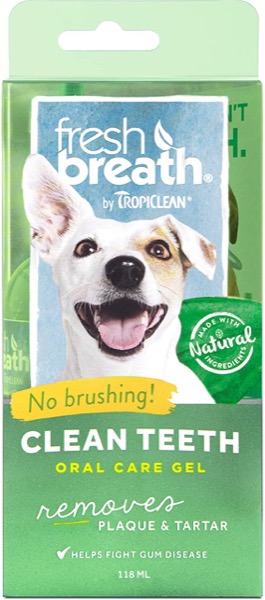 Fresh Breath by TropiClean No Brushing Clean Teeth Dental & Oral Care Gel for Dogs, 4oz, Made in USA