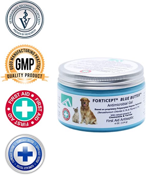 Forticept Blue Butter Antimicrobial Gel, Antiseptic Hydrogel Dogs Wound Care, Dogs & Cats for Skin Infections, Rashes, Sores, Wounds, Burns | 4 OZ