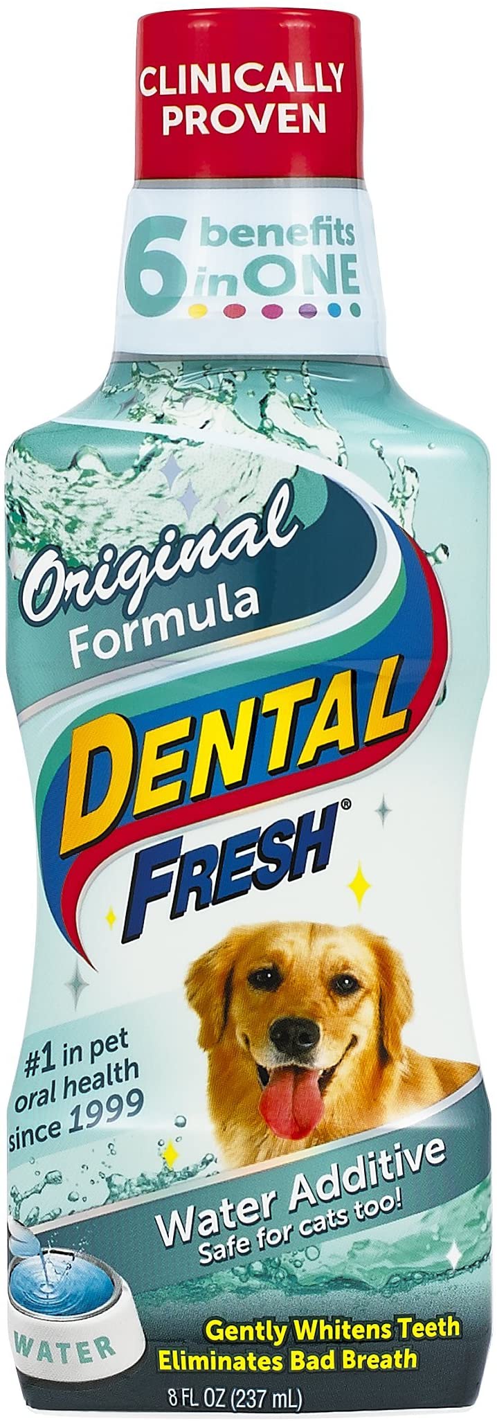 Dental Fresh Water Additive for Pets - Clinically Proven, Simply Add to Pets Water Bowl to Whiten Teeth