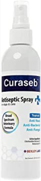 Curaseb Antifungal & Antibacterial Chlorhexidine Spray for Dogs & Cats - Treats Yeast Infections, Hot Spots, Ringworm & Pyoderma  Anti Itch with Soothing Aloe - Broad Spectrum Veterinary Formula