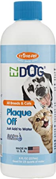 EZ Dog by Triple Pet Plaque Off Fresh Breath Drinking Water Additive for Dogs and Cats | Best Solution For All Dogs And Cats With Plaque And Bad Breath (FF4544)