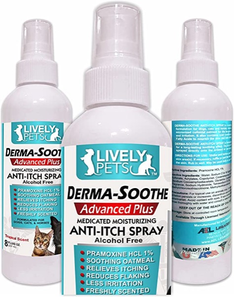 Lively Pets Premium Itch Relief Spray for Dogs and Cats - Pramoxine and Oatmeal for Dry Itchy Skin: Great for Allergies, Dry Skin, and Rashes