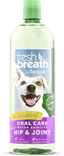 TropiClean Fresh Breath Plus Hip & Joint Oral Care Water Additive for Pets
