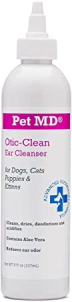 Pet MD Otic Clean Dog Ear Cleaner for Cats and Dogs - Effective Against Infections Caused by Mites, Yeast, Itching and Controls Odor - 8 oz
