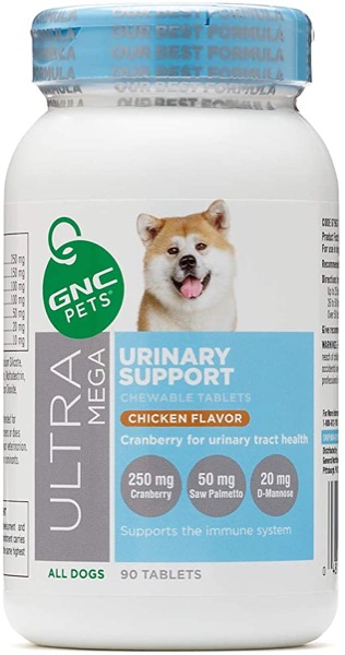 GNC Pets Ultra Mega Urinary Support Chewable Tablets Supplement for Dogs, 90 Count - Chicken Flavor | Made with Cranberry for Urinary Tract Health (FF13786)