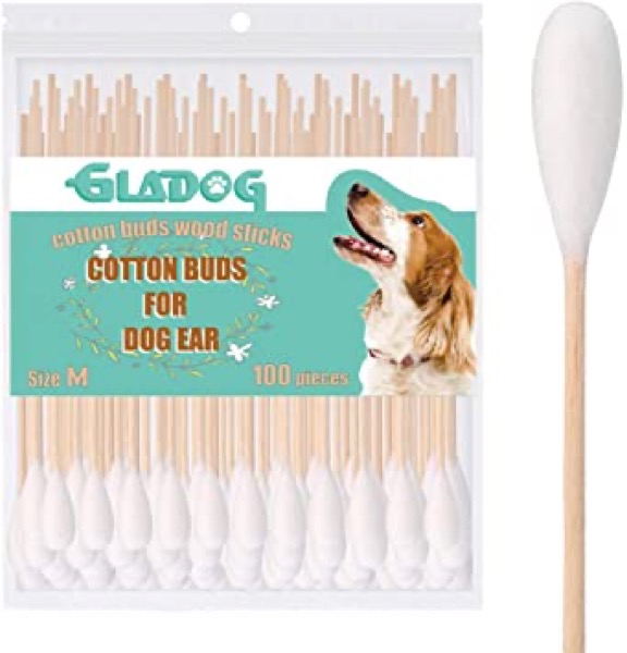 GLADOG 6 Inch Professional Big Cotton Buds for Dogs (Medium Size), Specially Designed Dog Cotton Buds with Durable Bamboo Handle