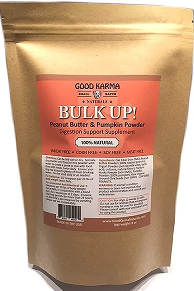 GOOD KARMA NATURALS All Natural Digestion Support, Diarrhea Relief & Anal Gland Health Supplement for Dogs Bulk Up 100% Natural Dog Digestive Fiber Pumpkin Powder (8oz Bag)