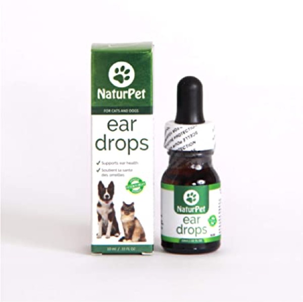 NaturPet Ear Drops for Dogs & Cats | Use for Cleaning, Prior to Swimming, Stinky, Smelly Ears, Itchy Ears | All Natural Herbal Drops 10mL