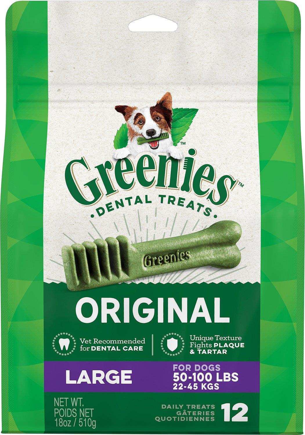 Greenies Original Large Dental Dog Treats 50-100 lbs 12 Count