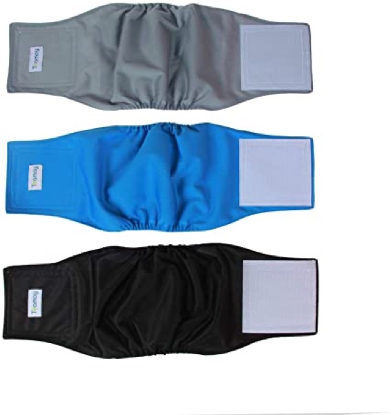 Teamoy Reusable Wrap Diapers for Male Dogs, Washable Puppy Belly Band