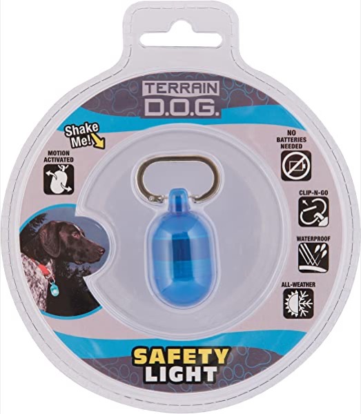 Terrain D.O.G. Waterproof Motion-Activated Blinking Safty Light for Dog Collar - Magnetic-Powered Technology Never Needs Batteries, Blue (06-0060-GR)