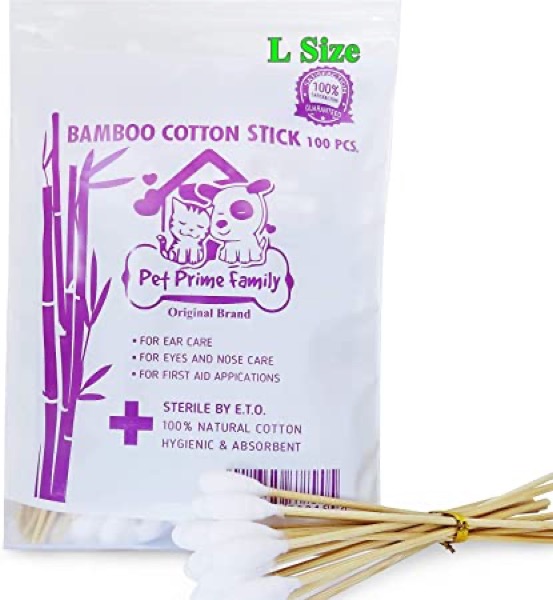 Cotton Buds 100 Pieces 6 inches Bamboo Handle Great for Dog Ears,Premium 100% Cotton (Large Size) by Prime Shopping Online