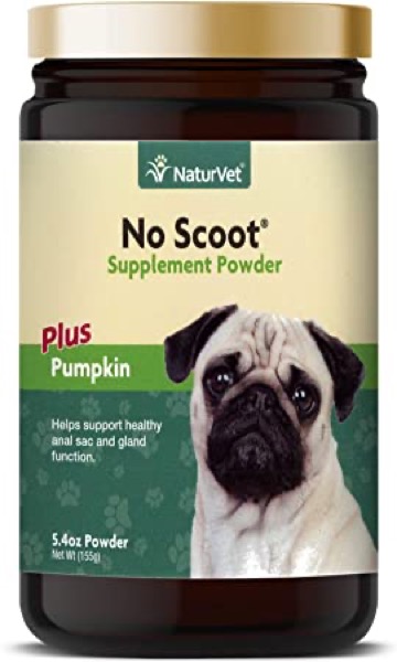 NaturVet  No Scoot For Dogs - Plus Pumpkin  Supports Healthy Anal Gland & Bowel Function  Enhanced with Beet Pulp, Flaxseed & Psyllium Husk  5.4 oz Powder