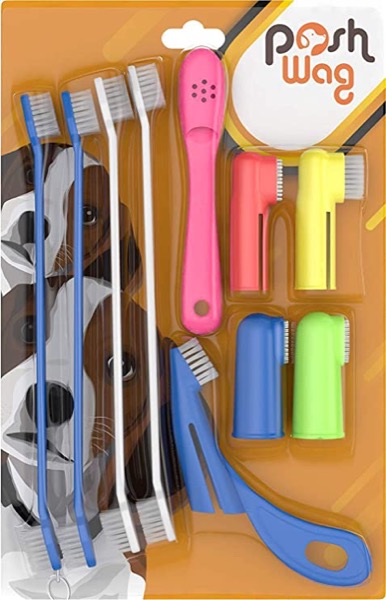 PoshWag Dog Tooth Brush Dog Set Kit [Remove Plaque & Brighten Your PET'S Teeth] Best Dog Brush Quality Bristles (Dog Toothbrush)