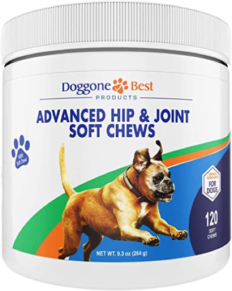 Dog Joint Supplement Chews - All Natural Glucosamine, Chondroitin, MSM & Organic Turmeric is Best to Help Relieve Hip & Joint Pain - Tasty Duck Flavored Treats - Made in The USA - 120 Soft Chews