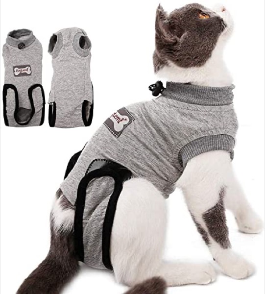 DogLemi Cat Recovery Suit for Abdominal Wounds and Skin Diseases,Professional After Surgey Wear Soft Comfort Alternative E-Collar for Small Medium Cats Kitten Wounds Skin Diseases
