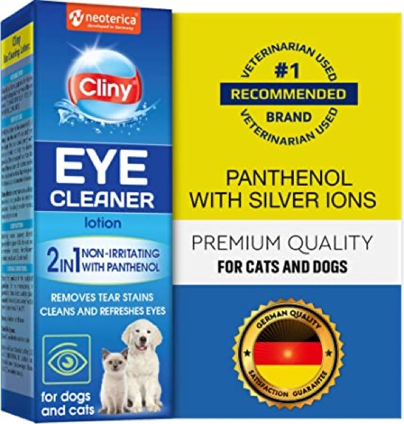 Cliny Universal Pet Eye Cleaner for Dogs & Cats - Natural Gentle Eye Infection Treatment - Tear Stain & Dirt Crust and Discharge Remover - Prevents and Controls Irritation