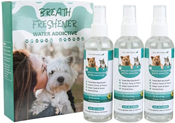 QUTOP 3 Pack Fresh Breath for Dogs & Cats Dental Water Addictive, Dental Spray Oral Care for Dogs, Tartar & Plaque Remover, Fight for Mouth & Gum Diseases