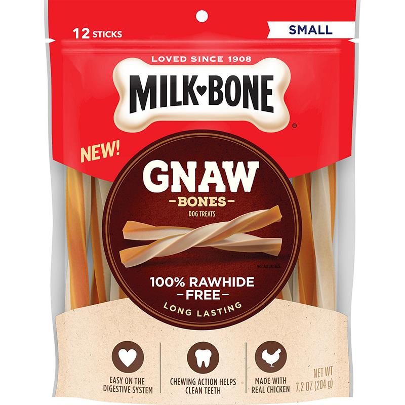 Milk-Bone Gnaw Bones Small Chicken Flavored Stick Dog Treats 12 Sticks