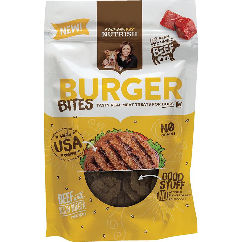 Rachael Ray Nutrish Grain Free Burger Bites, Beef Burger with Bison Dog Treats 12 oz