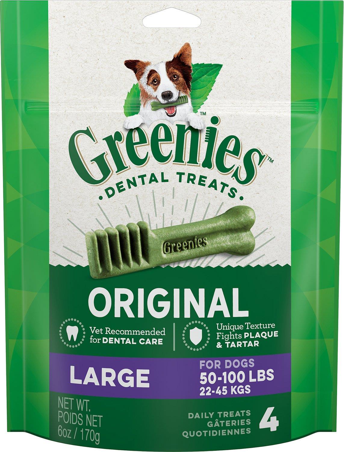 Greenies Original Large Dental Dog Treats 50-100 lbs 4 Count