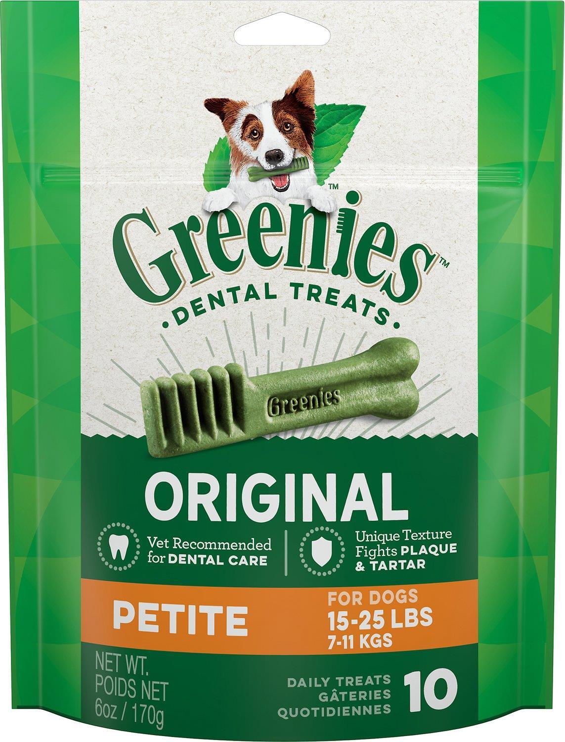 Greenies Original Petite Dental Dog Treats 15-25 lbs 10 Count