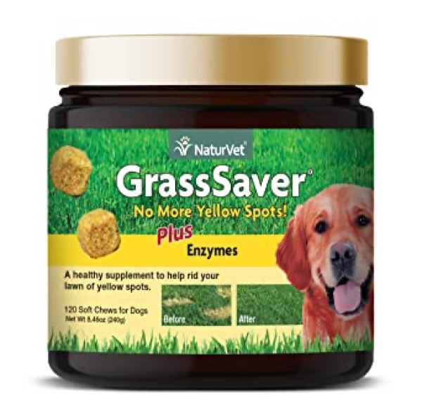 NaturVet  GrassSaver Supplement for Dogs  Healthy Supplement to Help Rid Your Lawn of Yellow Spots  Synergistic Combination of B-Complex Vitamins & Amino Acids  120 Soft Chews