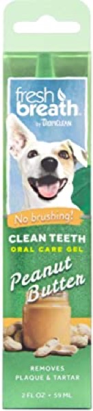 Fresh Breath by TropiClean No Brushing Peanut Butter Flavor Clean Teeth Dental & Oral Care Gel for Dogs, 2oz, Made in USA