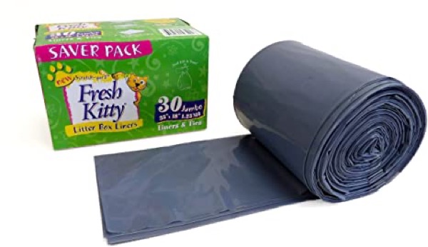 Fresh Kitty Super Thick, Durable, Easy Clean Up Jumbo Scented Litter Pan Box Liners, Bags with Ties for Pet Cats, 30 ct
