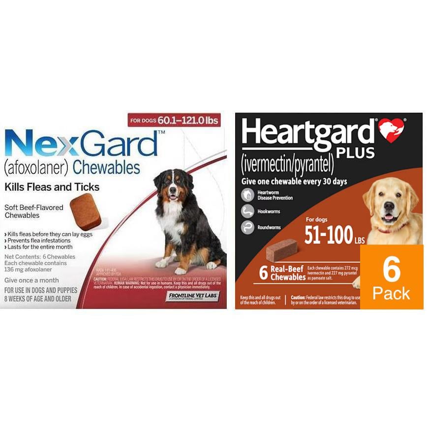 NexGard & Heartgard (Brown) Combo Dogs 60-121 lbs (25-50 kg) - 6 pack