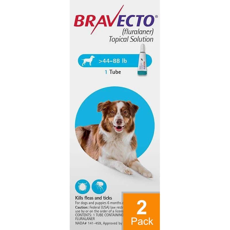 Bravecto Topical For Dogs 44-88 lbs (20-40 kg) - 2 Pack
