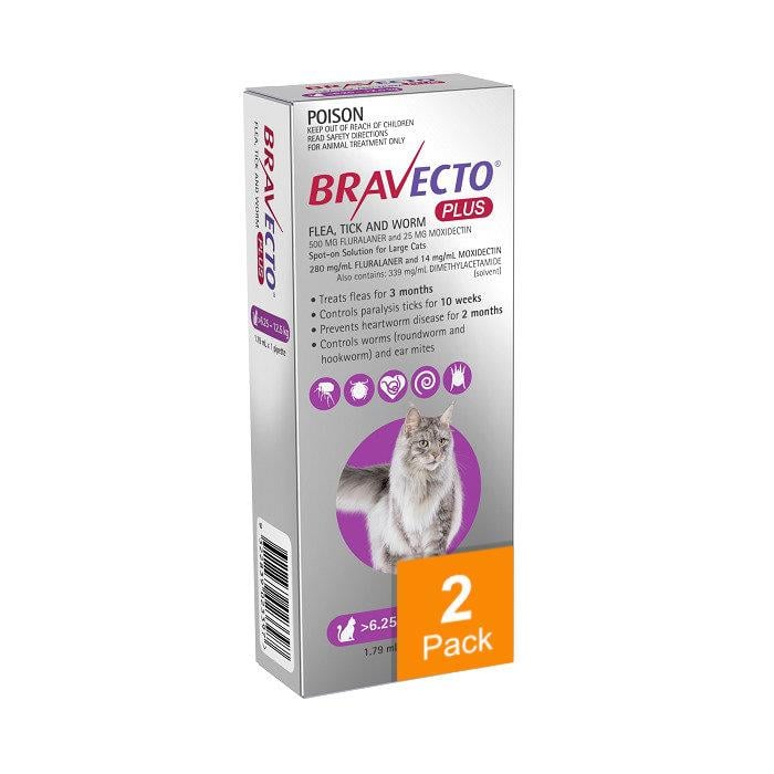 Bravecto Plus for Large Cats 13.8-27.5 lbs (6.25-12.5 kg) - 2 Pack