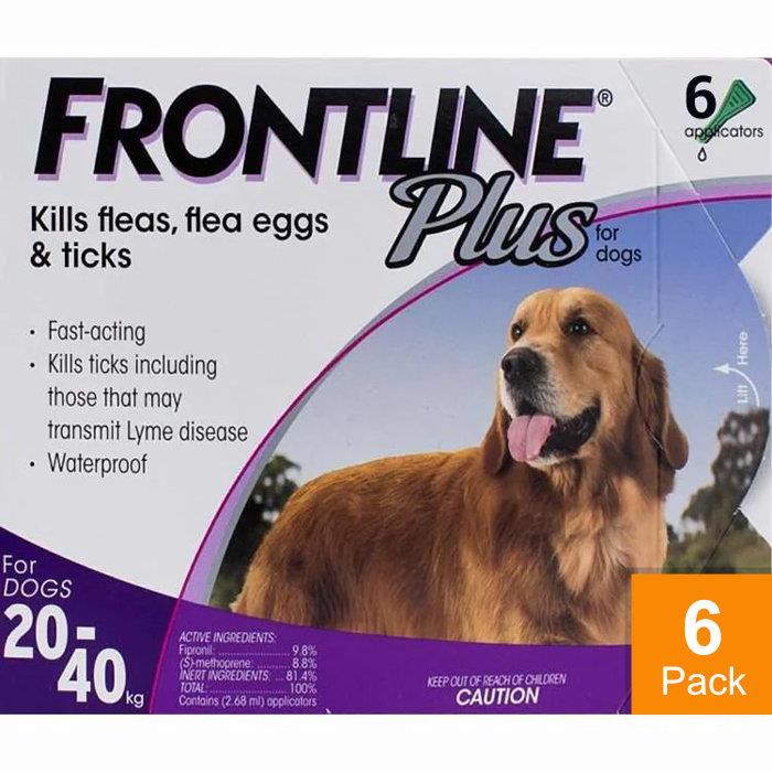 Frontline Plus for Dogs 44-88lbs (20-40kg) - 6 Pipettes