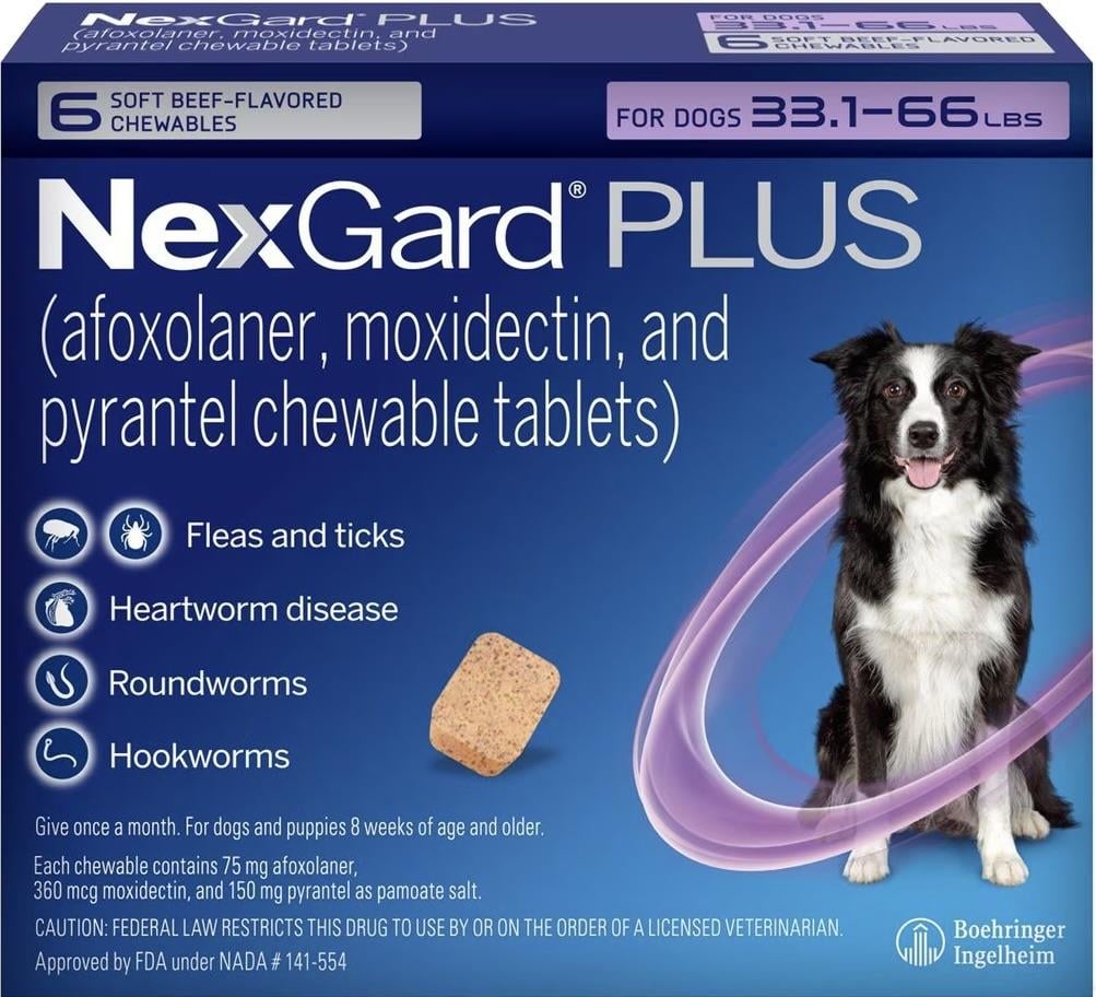 Nexgard Plus Large 33 - 66 lbs (Purple) - 6 pack