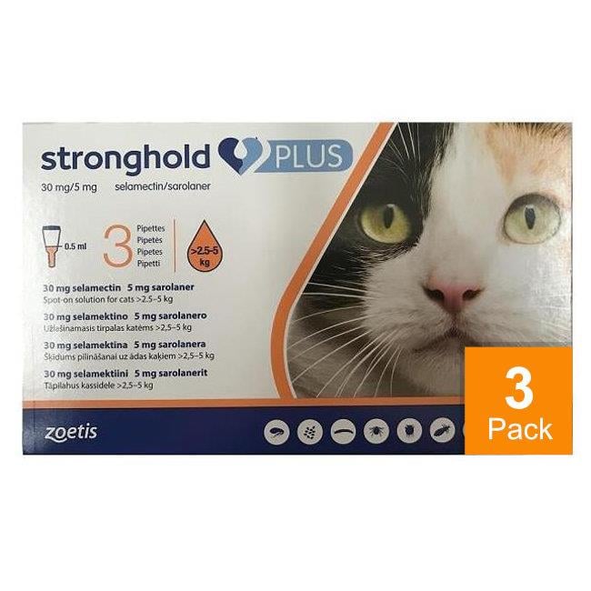 Stronghold Plus for Medium Cats 5.5 lbs to 11 lbs (2.5 kg to 5 kg) - 3 pack
