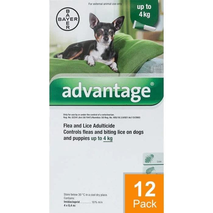 Advantage Green Dogs Under 8.8lbs (4kg) - 12 Pack