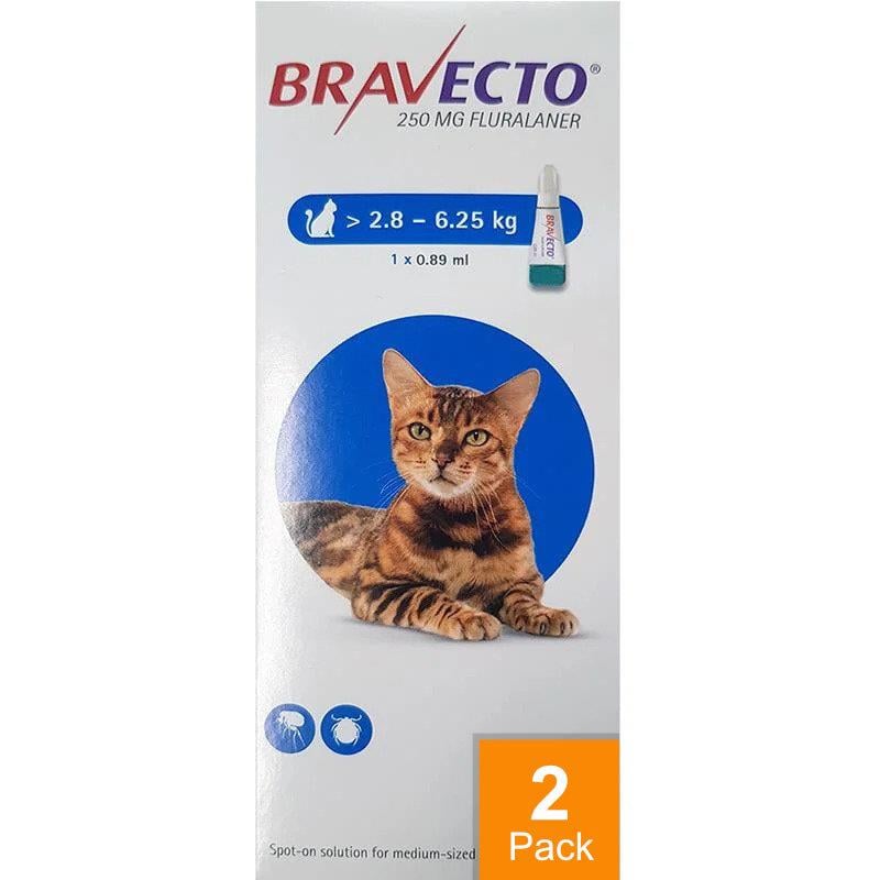 Bravecto Topical For Cats 6-14 lbs (2.8-6.25 kg) - 2 Pack