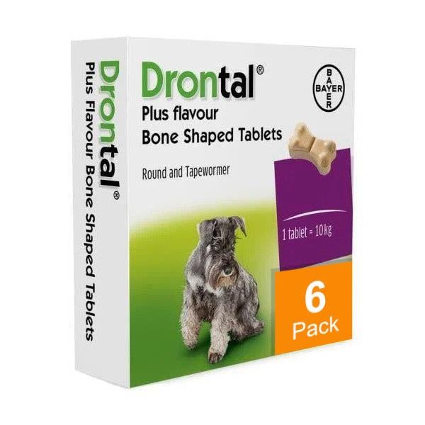 Drontal Tasty Bone Tablets for Dogs - 6 Pack