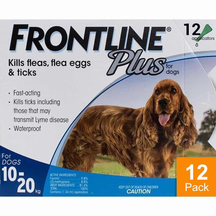 Frontline Plus for Dogs 22-44lbs (10-20 kg) - 12 Pipettes