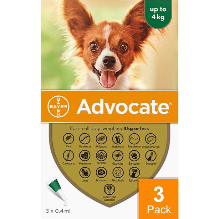 Advantage Multi (Advocate) Dogs Under 4kg 8.8lbs (4kg) - 3 Pack