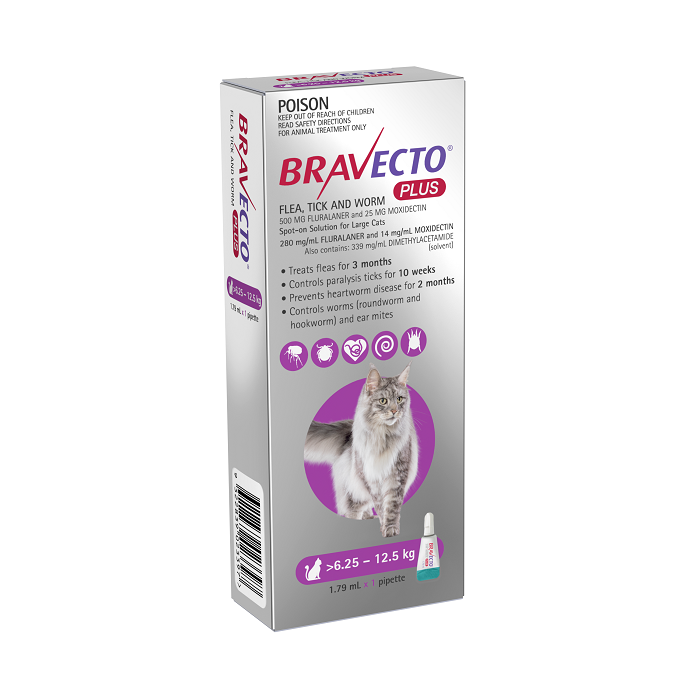 Bravecto Plus for Large Cats 13.8-27.5 lbs (6.25-12.5 kg)