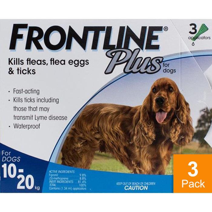 Frontline Plus for Dogs 22-44lbs (10-20 kg) - 3 Pipettes