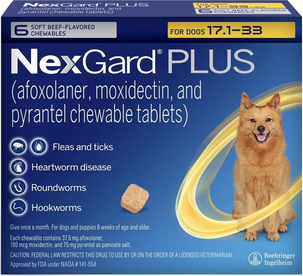 Nexgard Plus Medium 17 - 33 lbs (Gold) - 6 pack