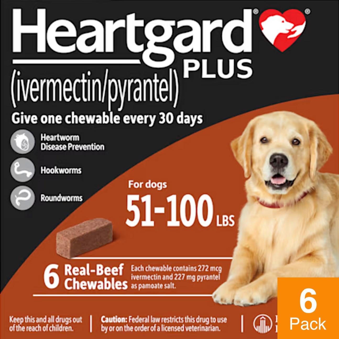 Heartgard Plus For Dogs 51-100 lbs (23-45kg) - 6 Chewables