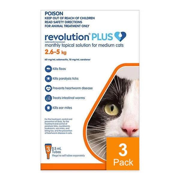 Revolution Plus for Medium Cats 5.6-11 lbs (2.6-5 kg) - 3 pack
