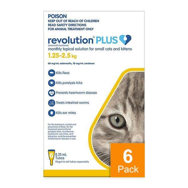 Revolution Plus for Kittens & Small Cats 2.8-5.5 lbs (1.25-2.5 kg) - 6 pack