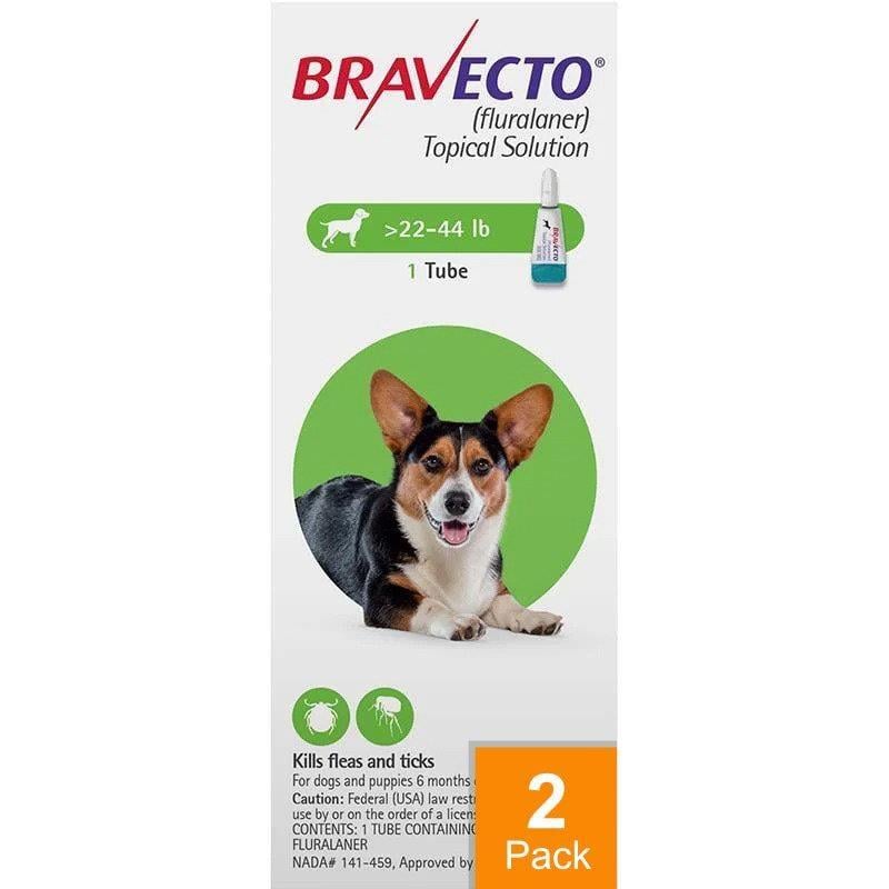 Bravecto Topical For Dogs 22-44 lbs (10-20 kg) - 2 Pack